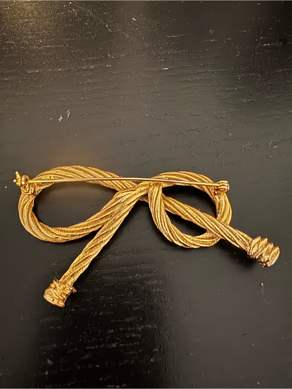 Gold Rope Bow Brooch - Designer Style Women's Jewelry - Picture 5 of 6
